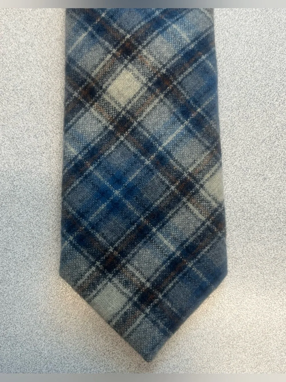 Vintage Pendleton 100% Virgin Wool Plaid Ties Lot of 2 Blue Brown